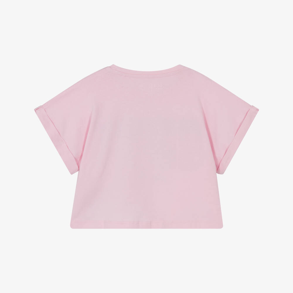 Guess-Girls Light Pink Sequin Crop Tee | Childrensalon Outlet