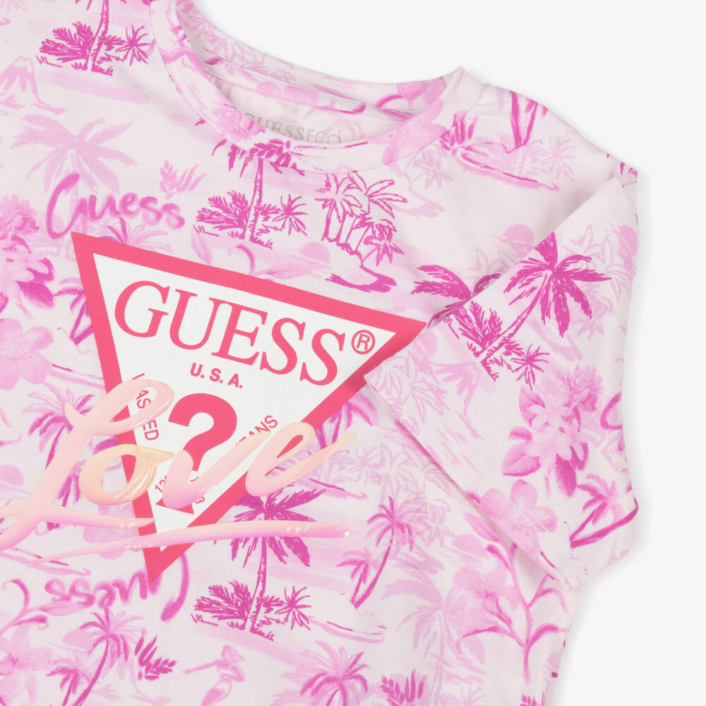 Guess-Girls' Light Pink Tropical Tee | Childrensalon Outlet