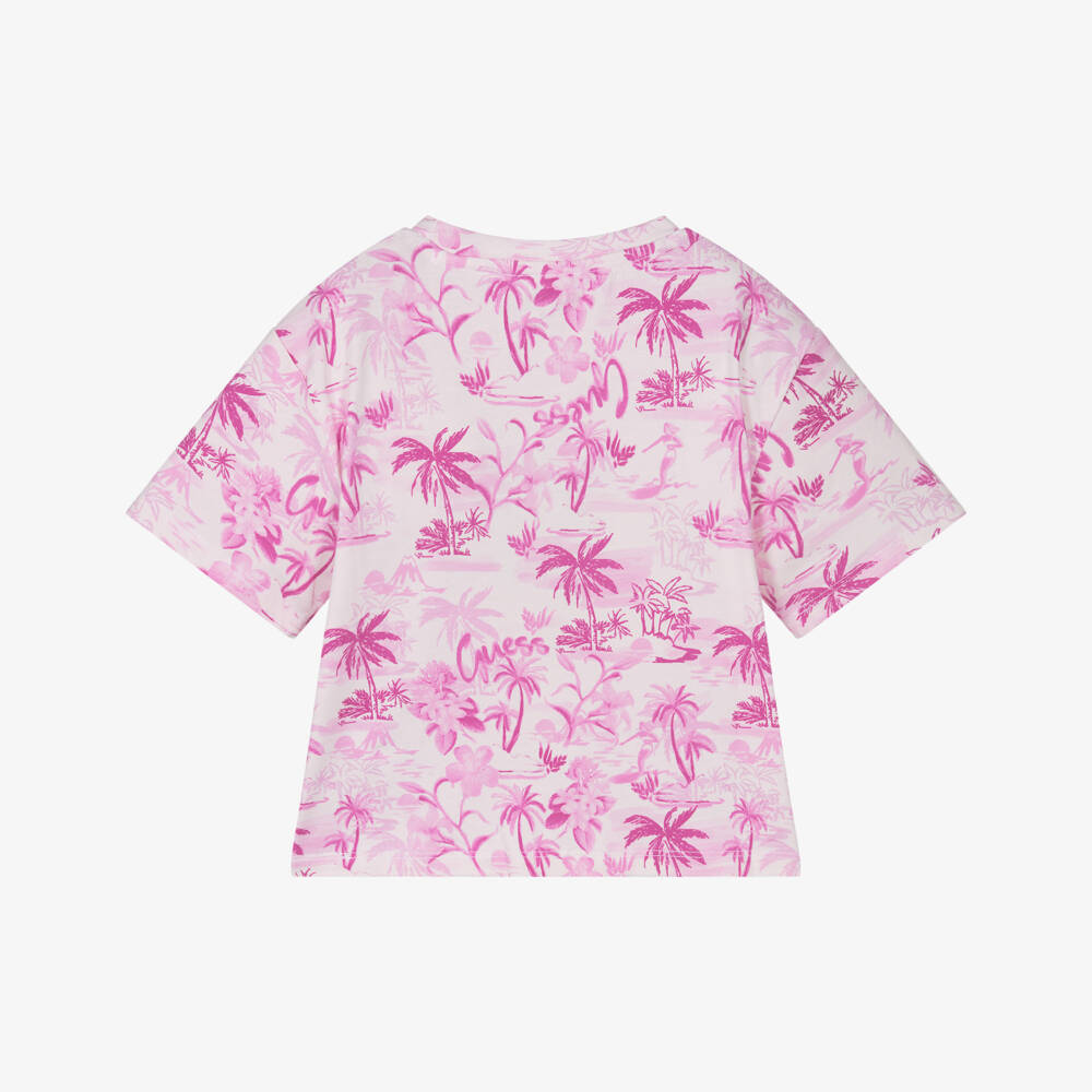 Guess-Girls' Light Pink Tropical Tee | Childrensalon Outlet