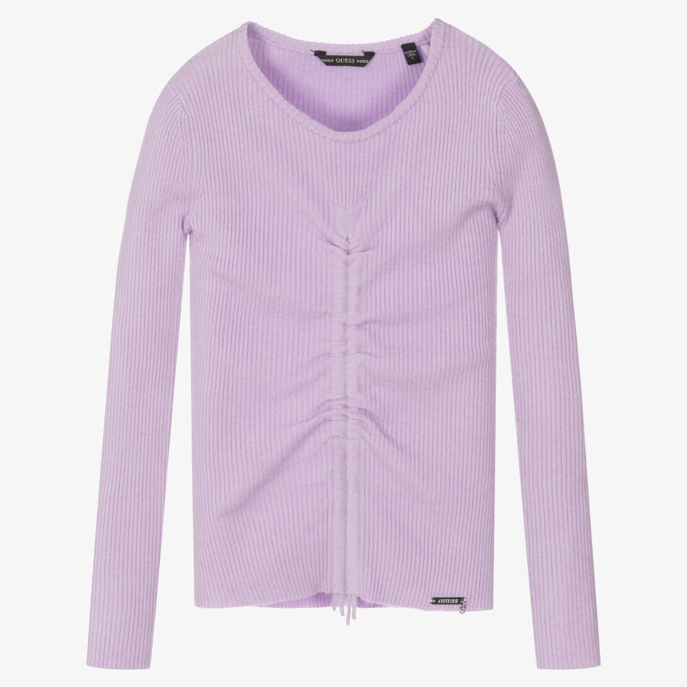 Guess-توب فيسكوز مضلع محبوك لون بنفسجي للبنات | Childrensalon Outlet