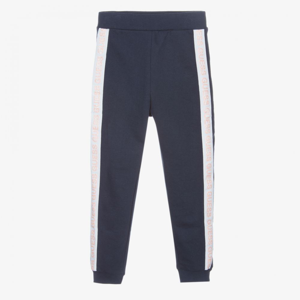 Guess - Girls Navy Blue Cotton Joggers | Childrensalon