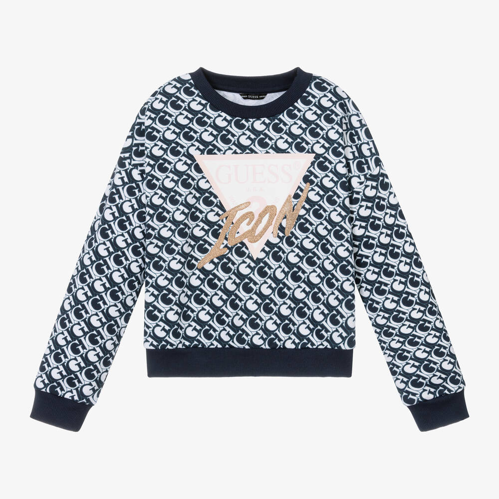 Girls Navy Blue Cotton Sweatshirt