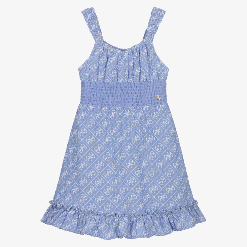 Guess-Girls Navy Blue Embroidered Frock | Childrensalon Outlet