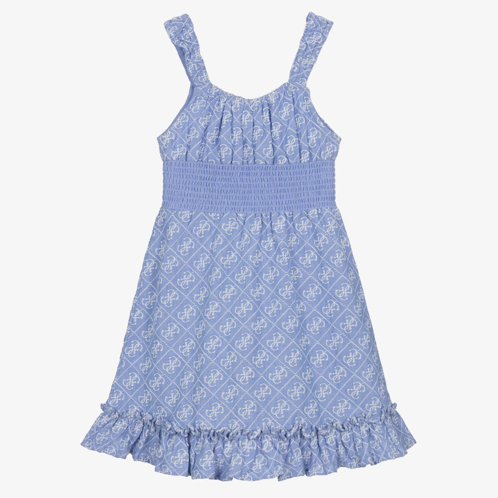Guess-Girls Navy Blue Embroidered Frock | Childrensalon Outlet