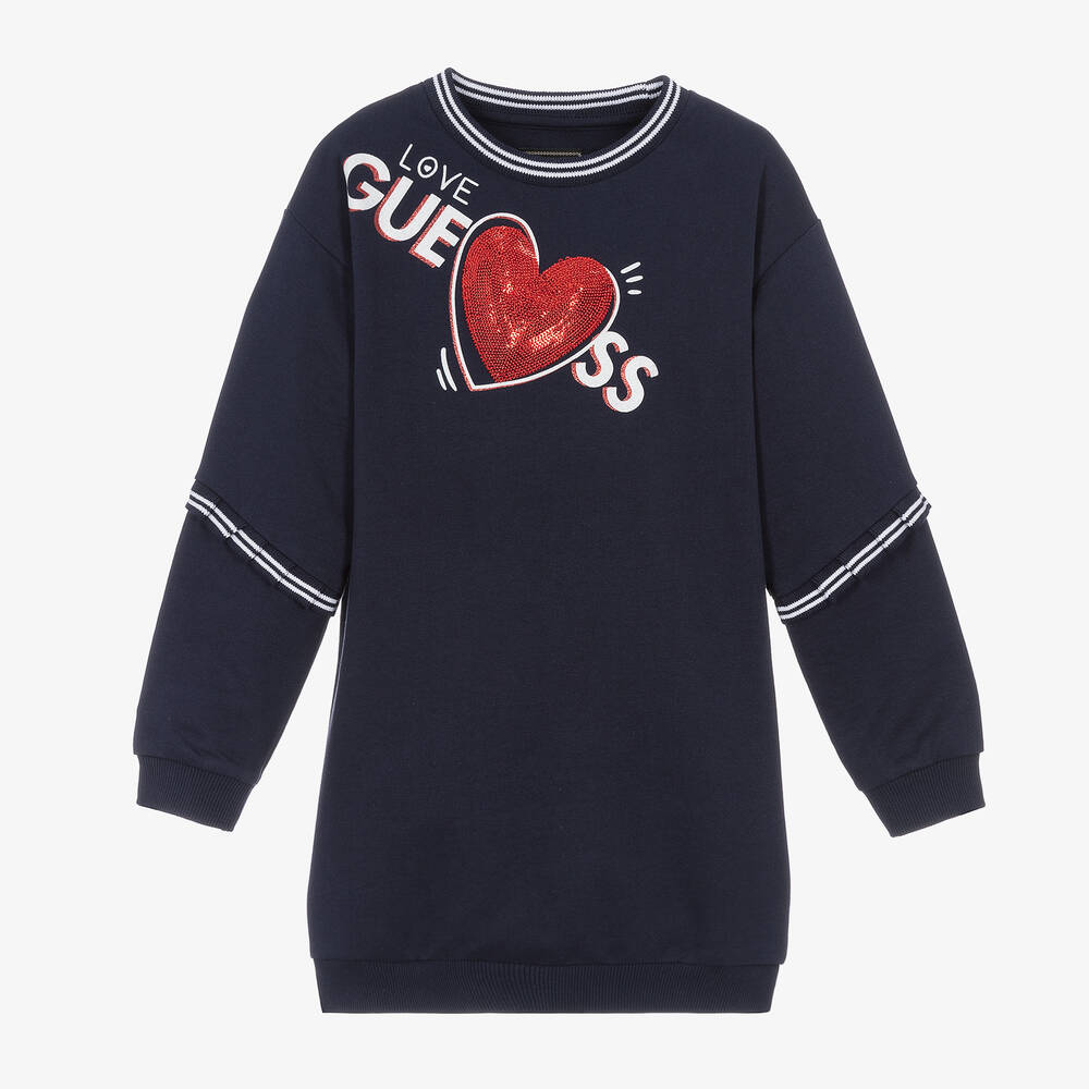 Guess - Синее платье с сердцем для девочек | Childrensalon