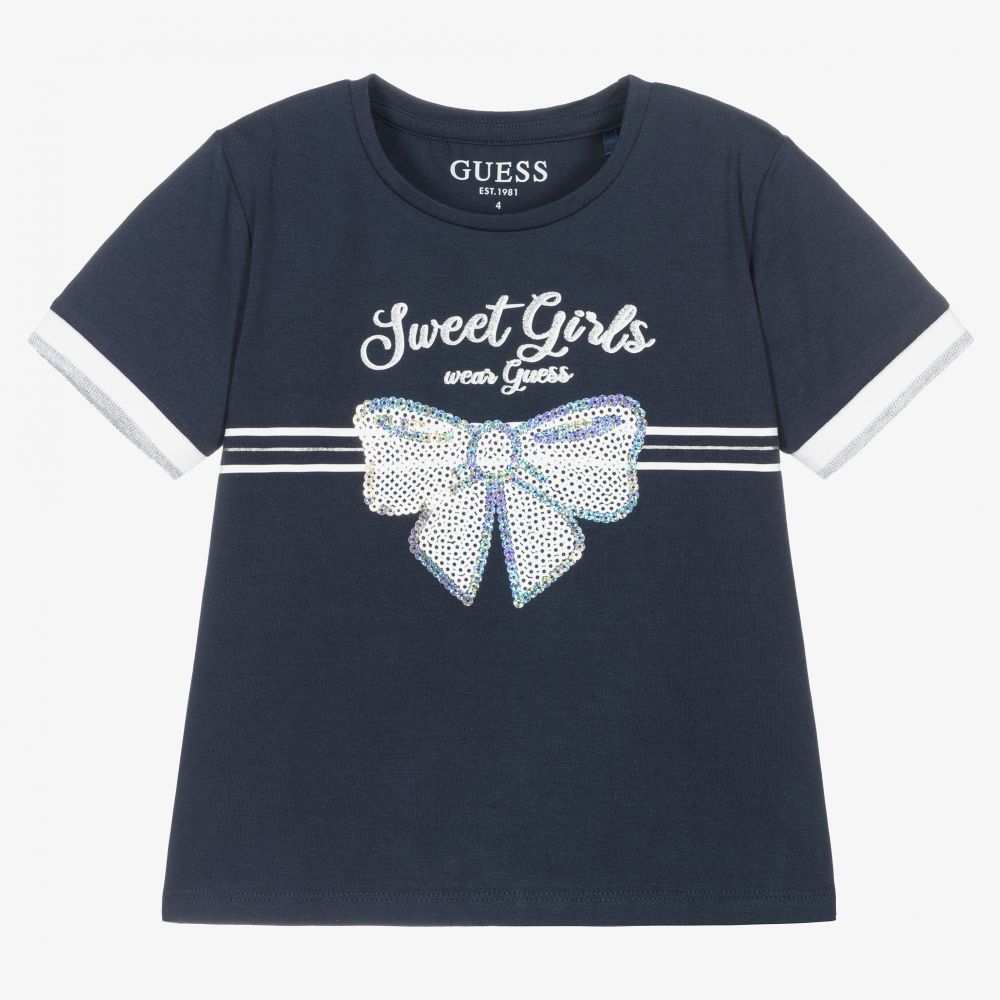 Guess - T-shirt bleu marine Fille | Childrensalon