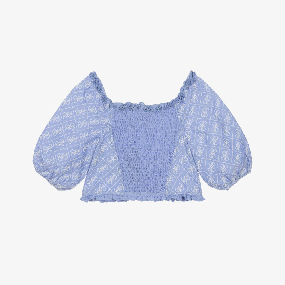 Guess-Girls Navy Blue Patterned Top | Childrensalon Outlet