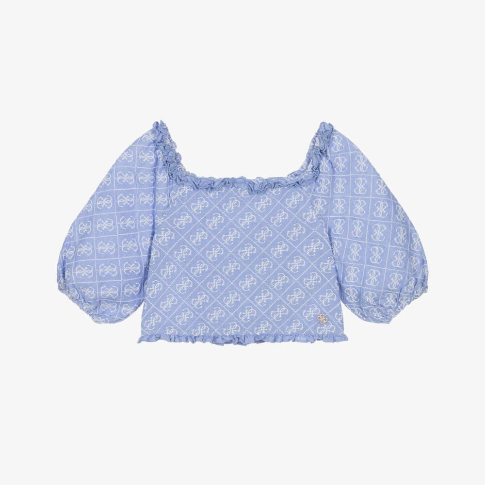 Guess-Girls Navy Blue Patterned Top | Childrensalon Outlet