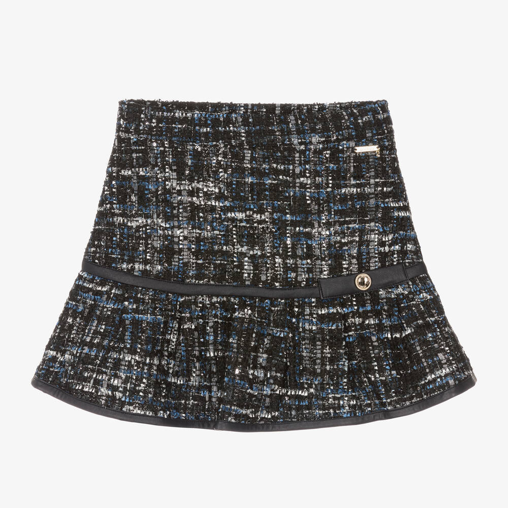 Guess - Girls Navy Blue Tweed Skirt | Childrensalon