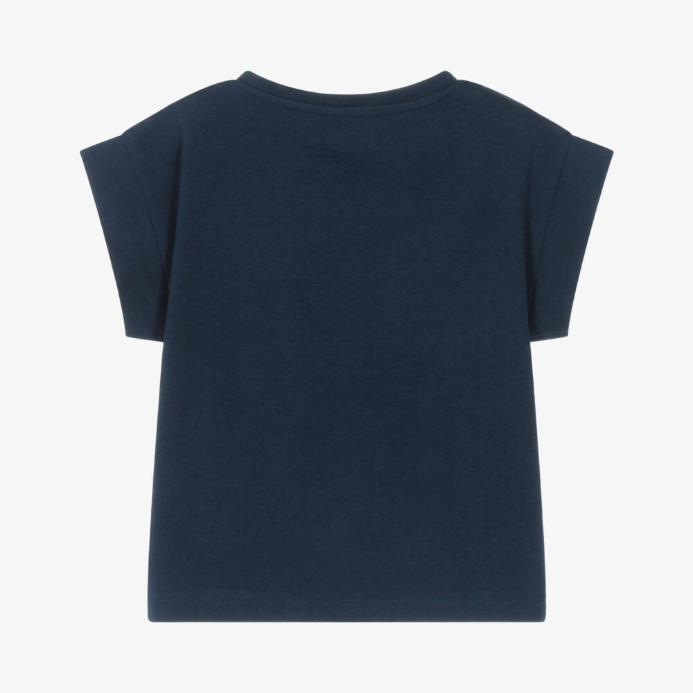 Guess-Girls Navy Boxy Cotton Tee | Childrensalon Outlet