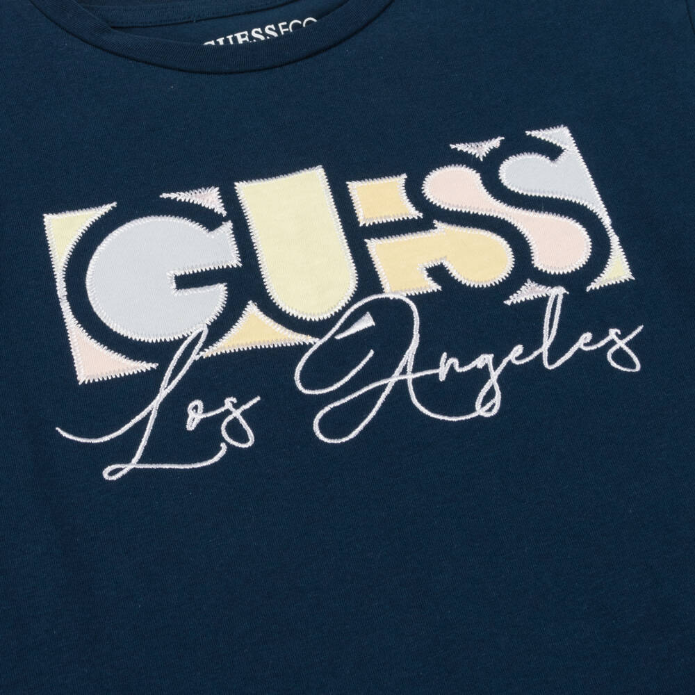 Guess-Girls Navy Boxy Cotton Tee | Childrensalon Outlet