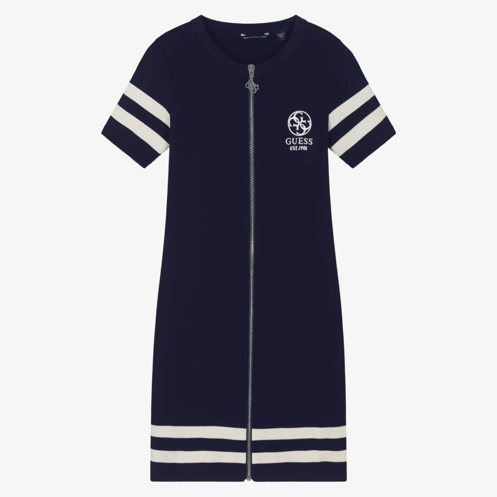 Guess-Girls Navy Knit Zip Dress | Childrensalon Outlet