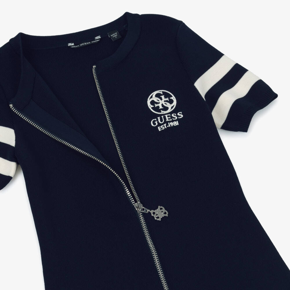 Guess-Girls Navy Knit Zip Dress | Childrensalon Outlet