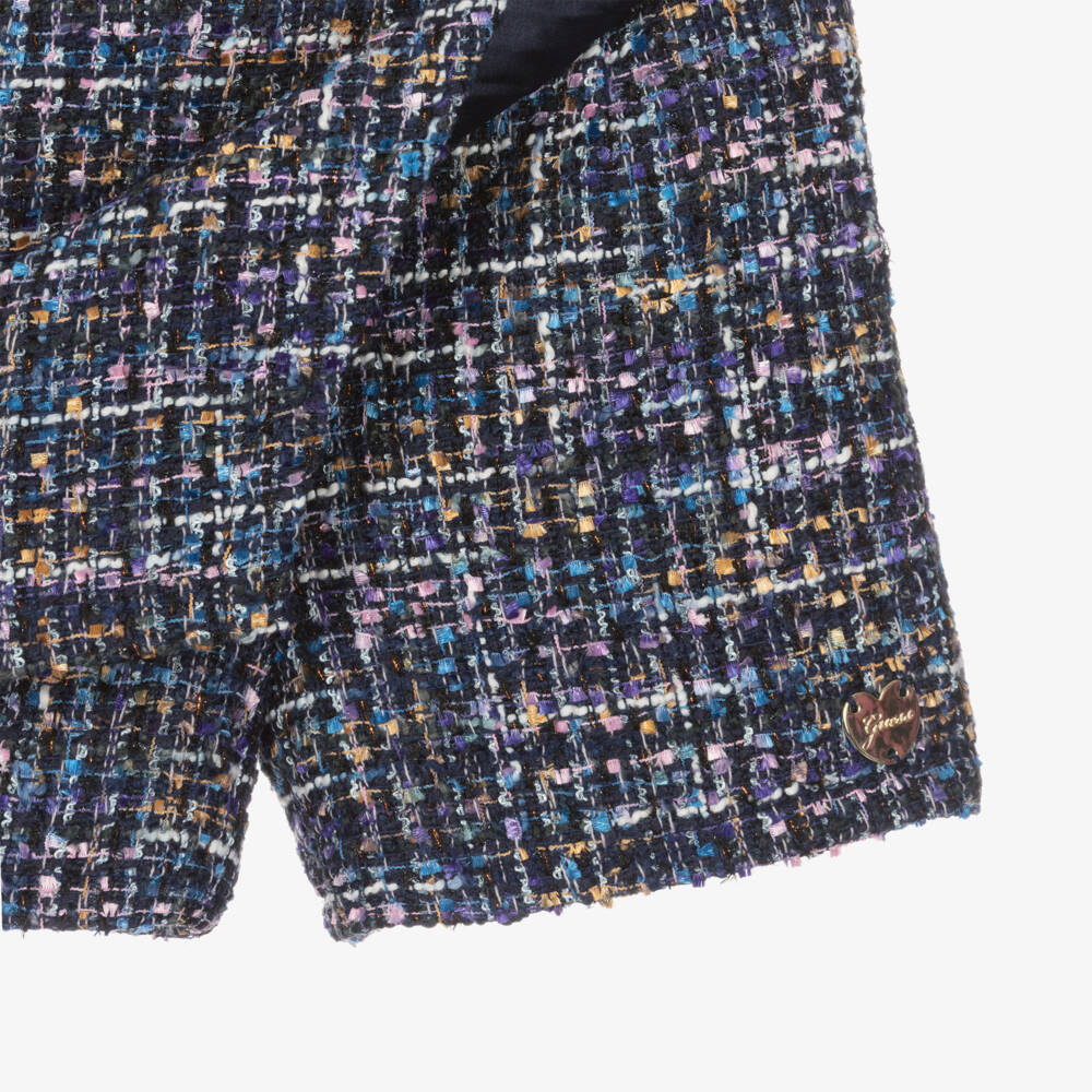 Guess-Girls Navy Tweed Skirt Shorts | Childrensalon Outlet