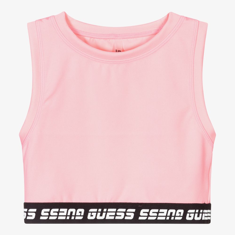 Guess - Haut court rose fluo Fille | Childrensalon