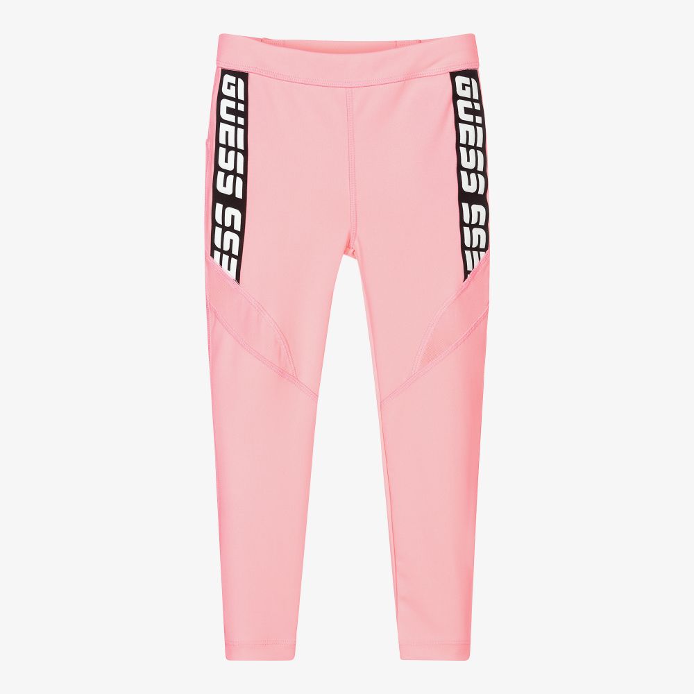 Guess - Girls Neon Pink Logo Leggings | Childrensalon
