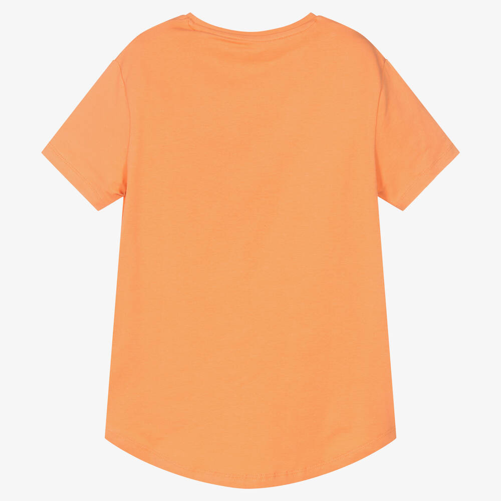 GUESS Girls Orange Cotton Logo T Shirt