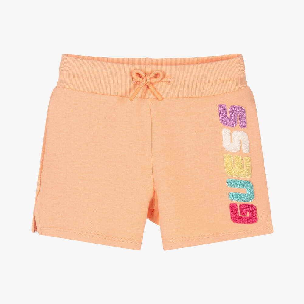 Guess - Girls Orange Jersey Logo Shorts | Childrensalon