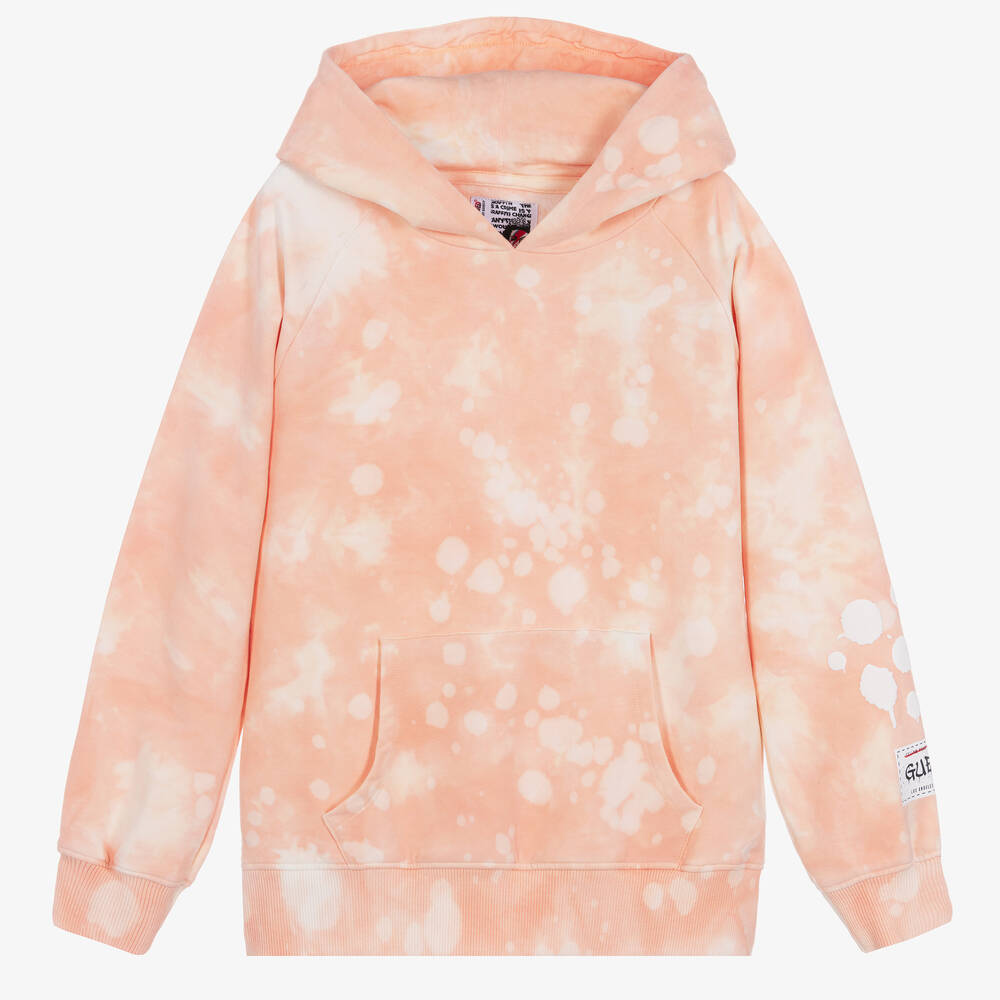 Guess - Girls Orange Tie-Dye Banksy Hoodie | Childrensalon