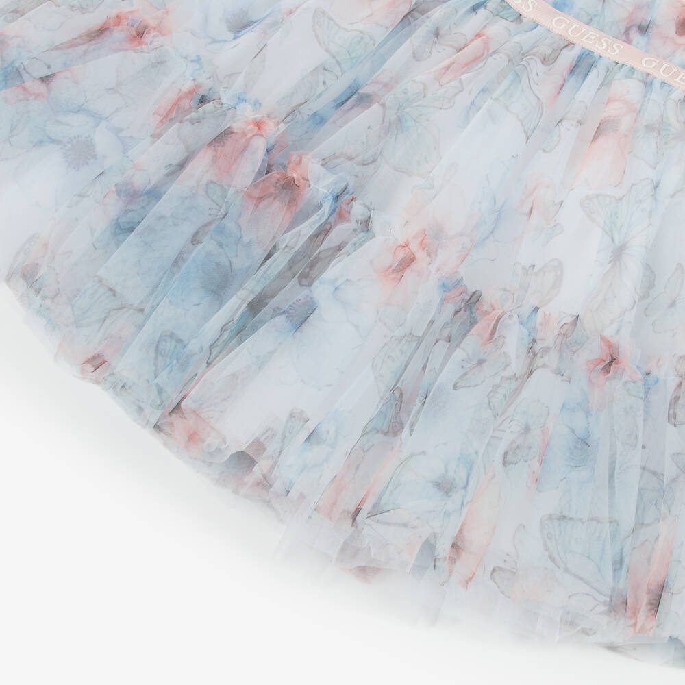Guess-Girls Pale Blue Butterfly Print Dress | Childrensalon Outlet