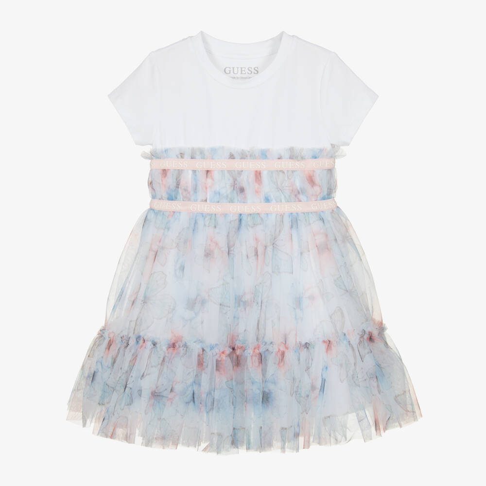 Guess-Girls Pale Blue Butterfly Print Dress | Childrensalon Outlet