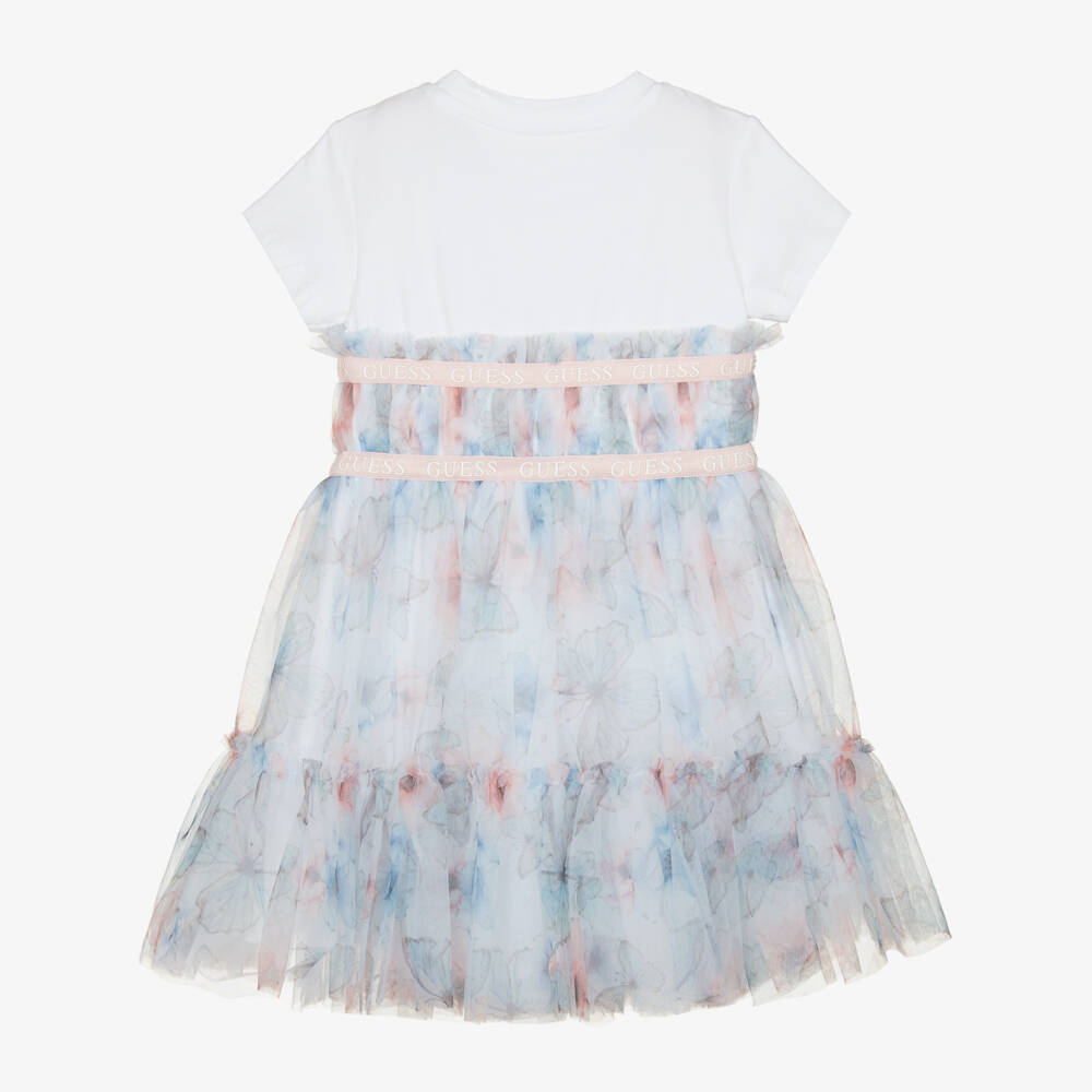 Guess-Girls Pale Blue Butterfly Print Dress | Childrensalon Outlet