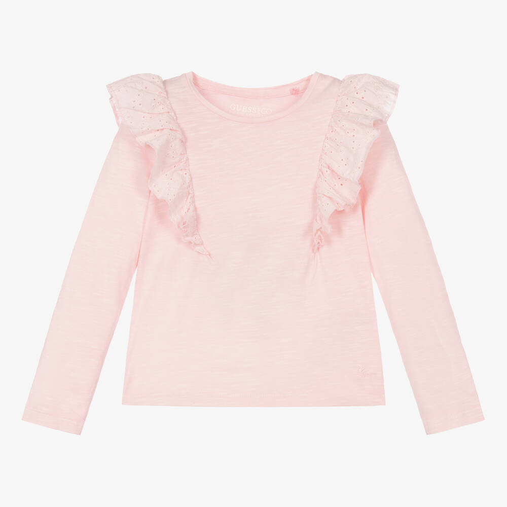 Guess - Розовый топ с оборками для девочек | Childrensalon