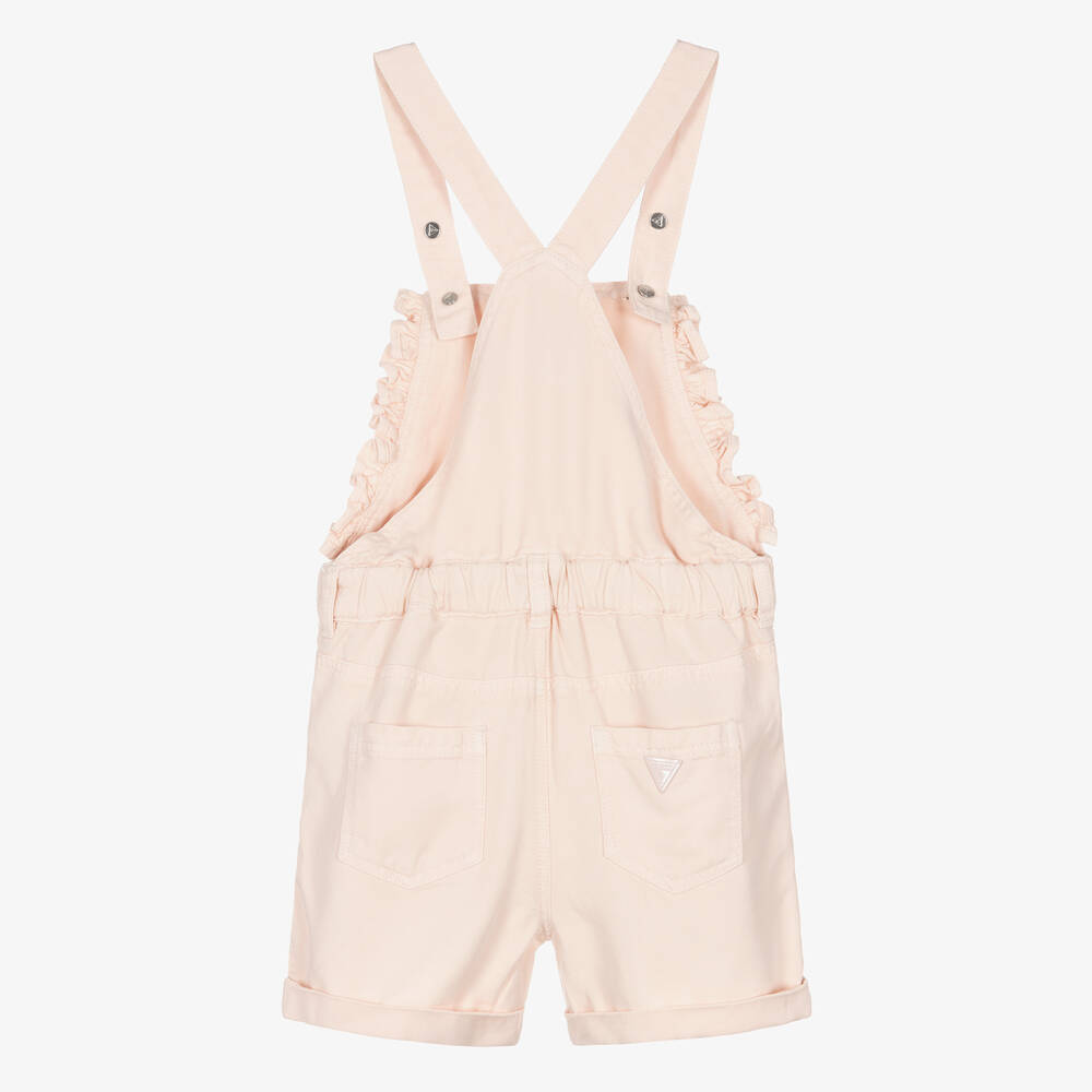 Guess Girls Pale Pink Twill Dungaree Shorts