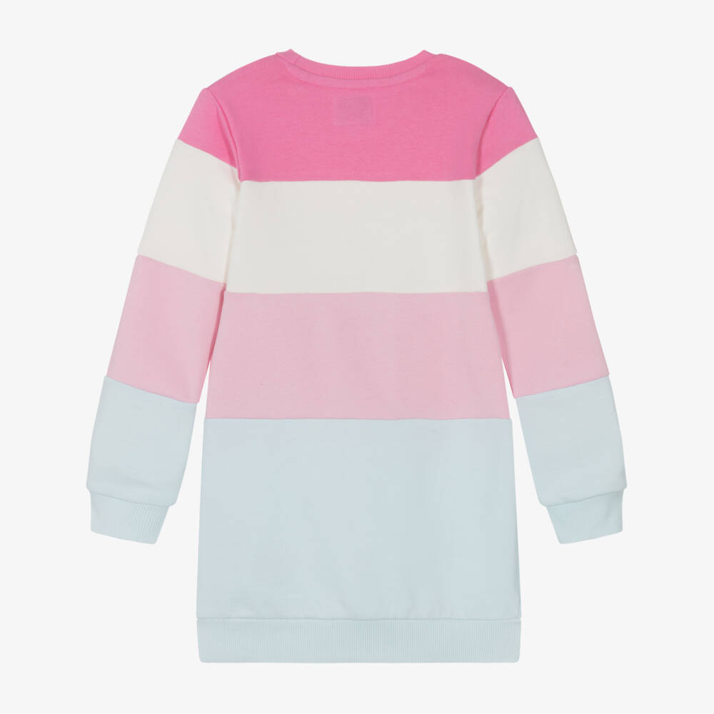 Guess-Girls Pink and Blue Cotton Sweatshirt Dress | Childrensalon Outlet