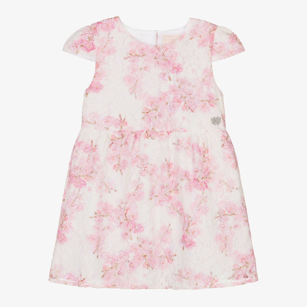 Guess-Girls Pink Blossom Lace Dress | Childrensalon Outlet