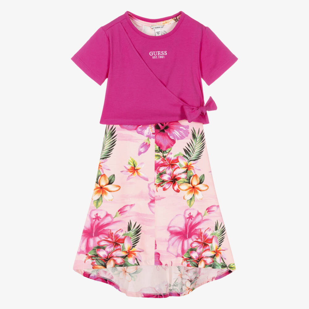 Guess-Girls Pink Blossom Tiered Dress | Childrensalon Outlet