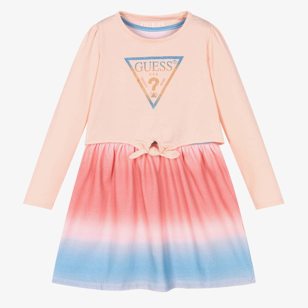Guess - Girls Pink & Blue Logo Dress | Childrensalon