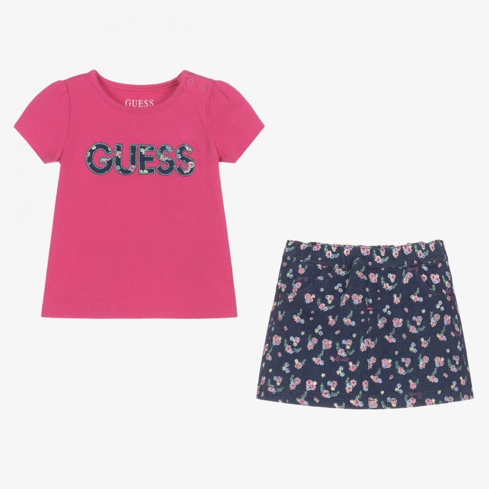 Guess-Girls Pink & Blue Skirt Set | Childrensalon Outlet