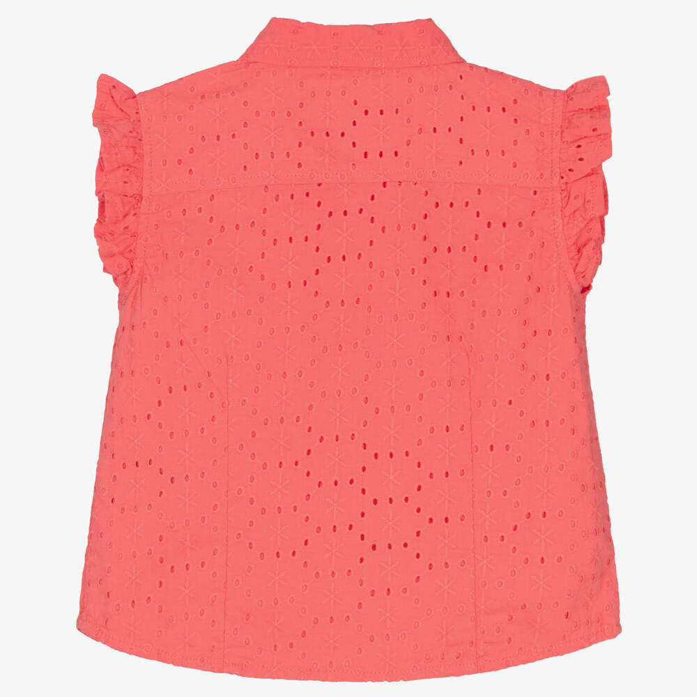 Guess-بلوز قطن برودوري لون زهري للبنات | Childrensalon Outlet