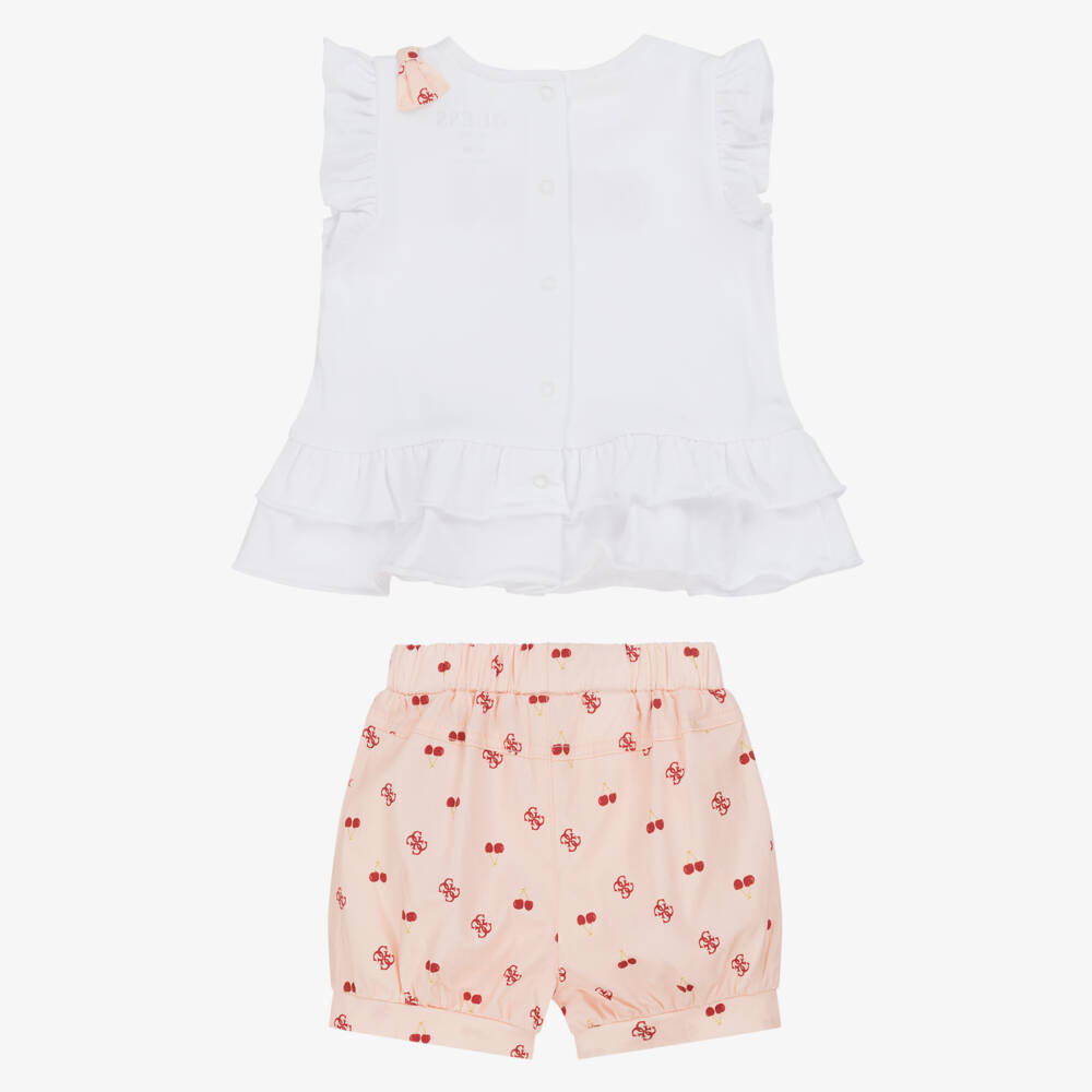Guess-Girls Pink Cherry Delight Shorts Ensemble | Childrensalon Outlet