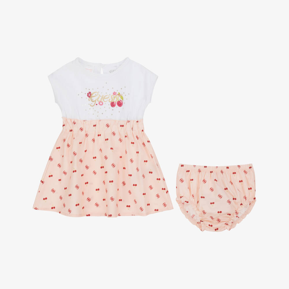 Guess-Розовый хлопковый ансамбль с вишнями для девочек | Childrensalon Outlet