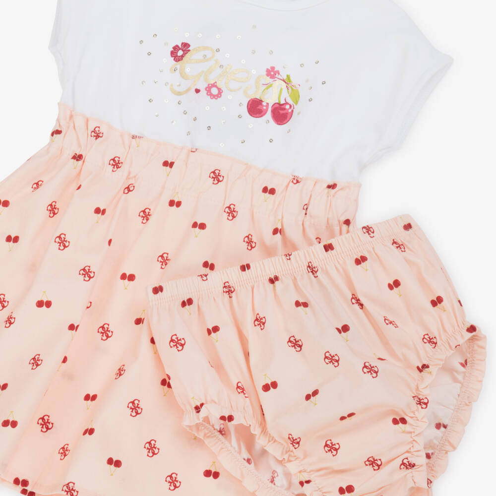 Guess-Розовый хлопковый ансамбль с вишнями для девочек | Childrensalon Outlet