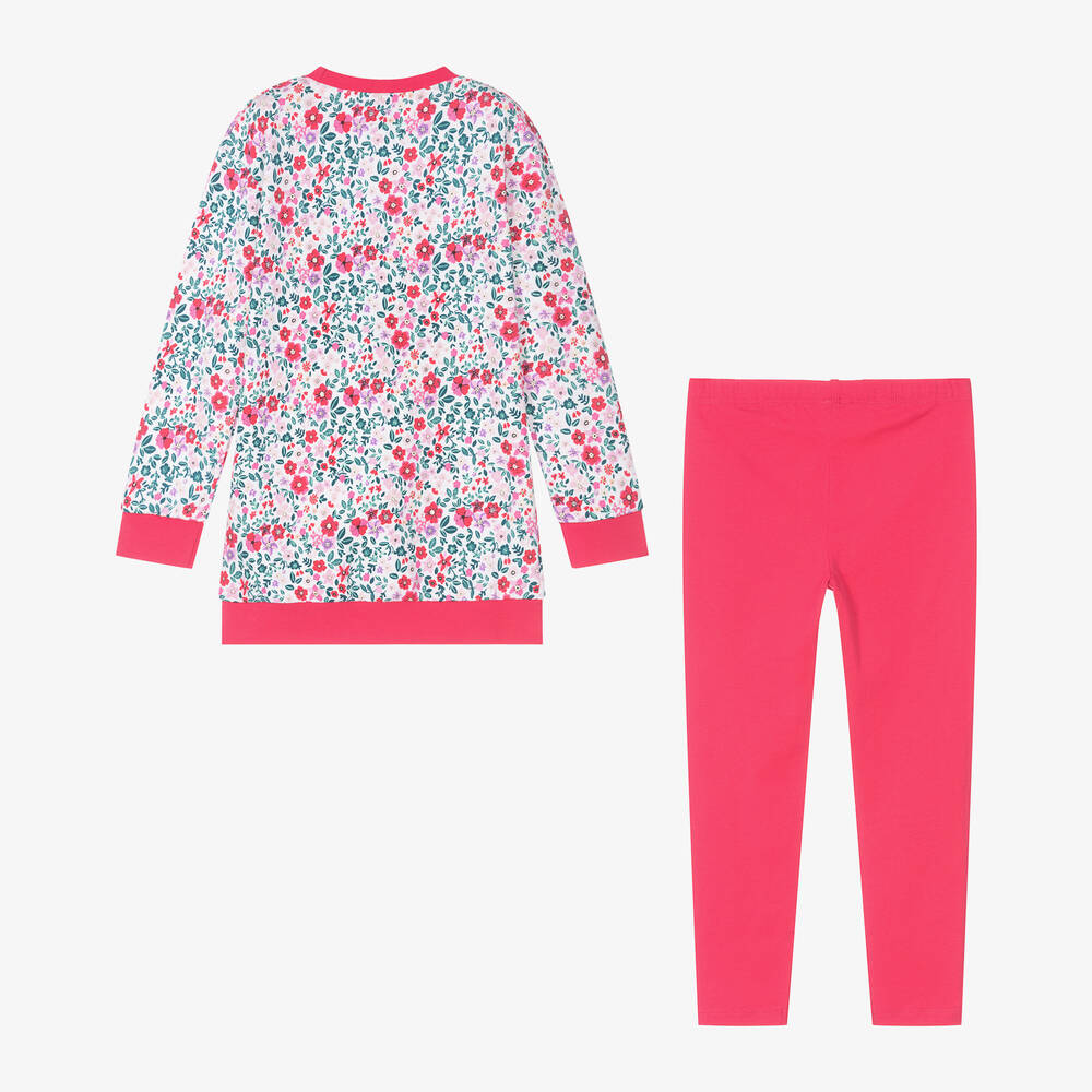 Guess-Розовое платье в цветочек и легинсы из хлопка | Childrensalon Outlet