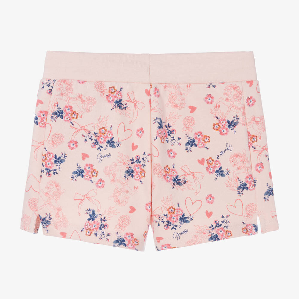 Guess-Girls Pink Cotton Floral Shorts | Childrensalon Outlet