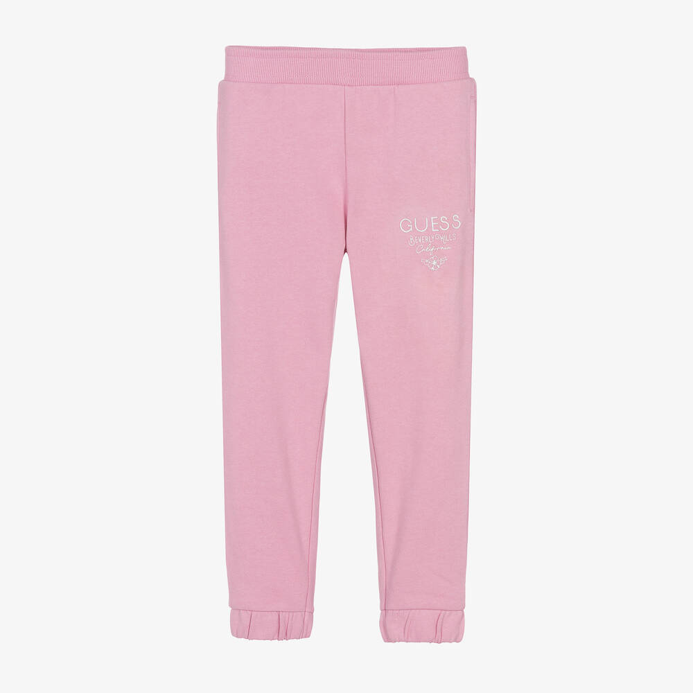 Guess-Girls Pink Cotton Joggers | Childrensalon Outlet