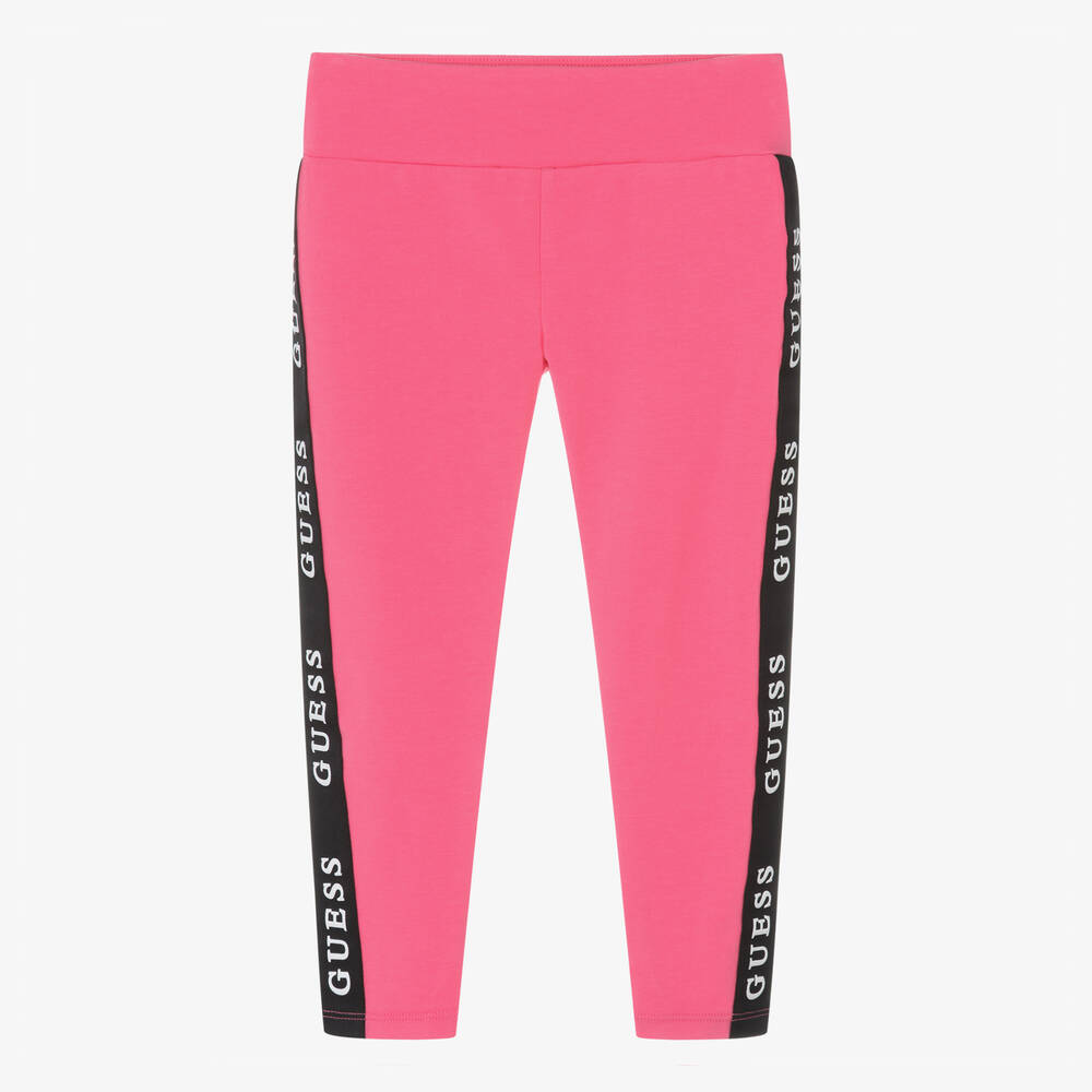 Guess - Girls Pink Cotton Leggings | Childrensalon