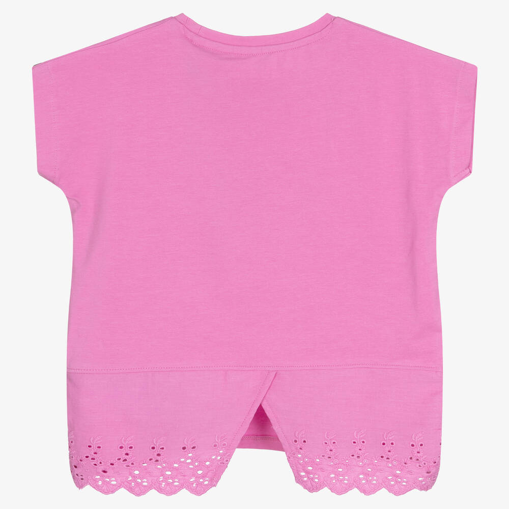 Guess-Girls Pink Cotton Sequin Logo T-Shirt | Childrensalon Outlet