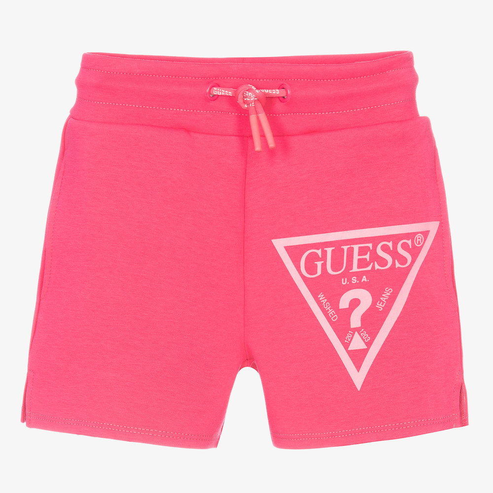 Guess - Girls Pink Cotton Shorts | Childrensalon