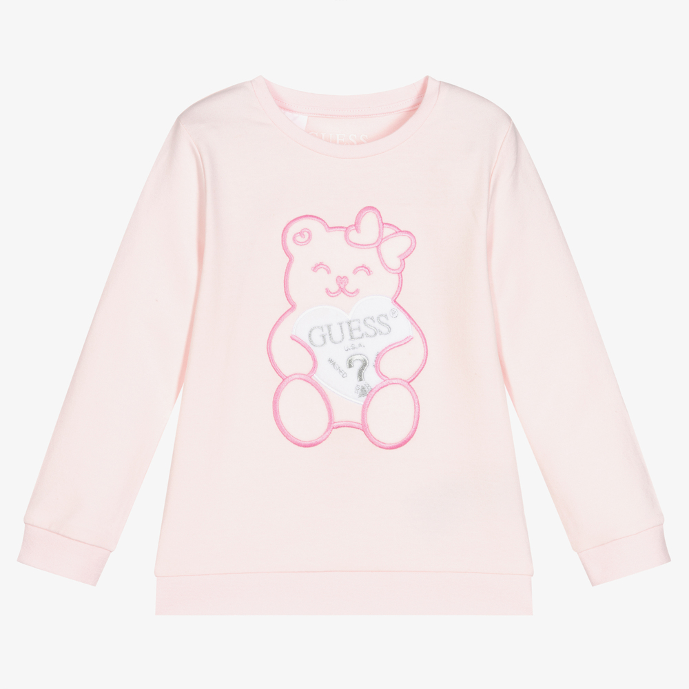 Guess - Розовый хлопковый свитшот для девочек | Childrensalon