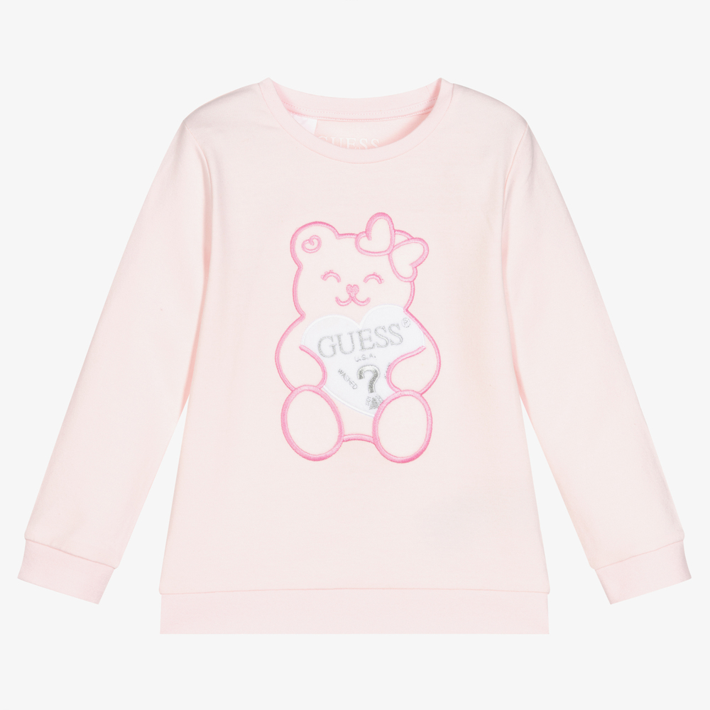 Guess - Sweat rose en coton Fille | Childrensalon