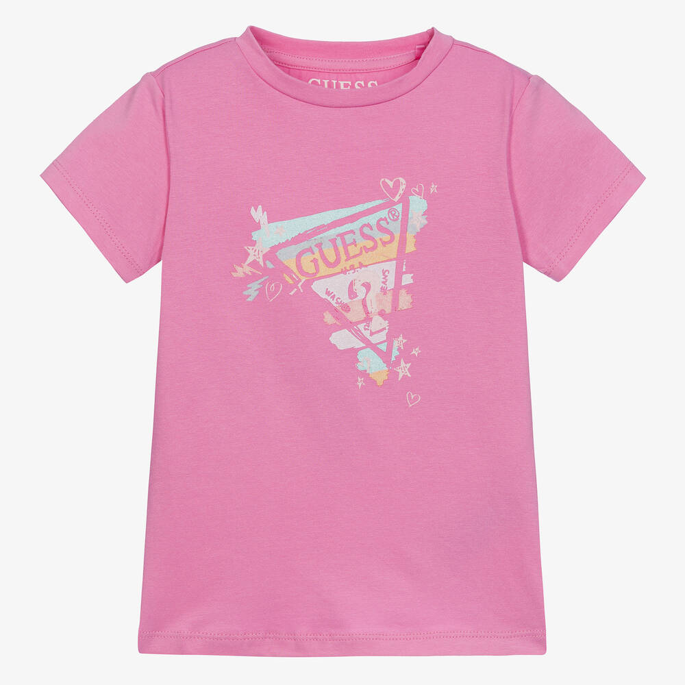 Guess - Girls Pink Cotton T-Shirt | Childrensalon