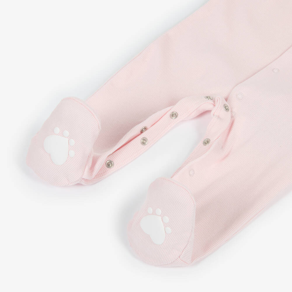 Guess-Girls Pink Cotton Teddy Babysuit Set | Childrensalon Outlet