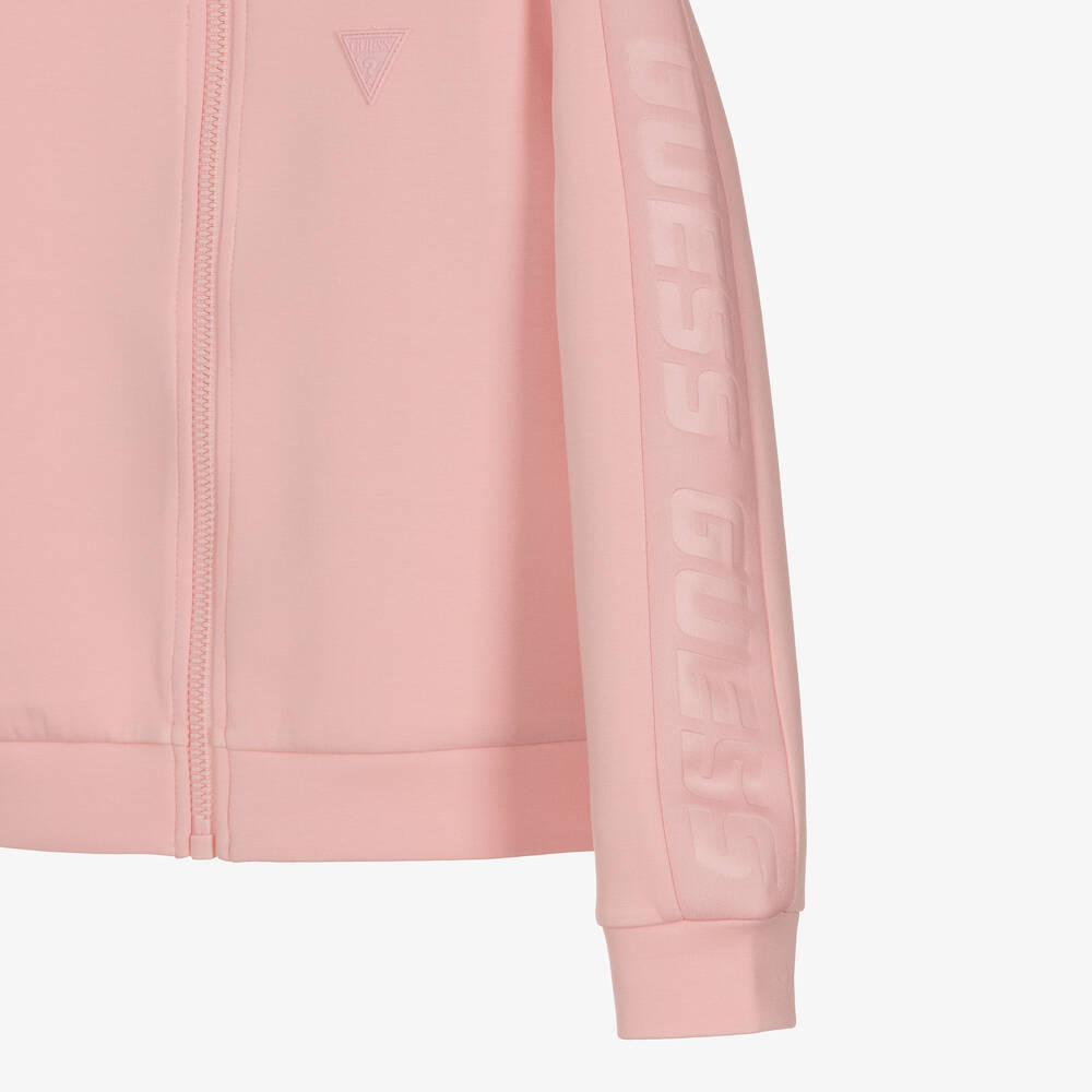 Guess Girls Pink Cotton Zip Up Top