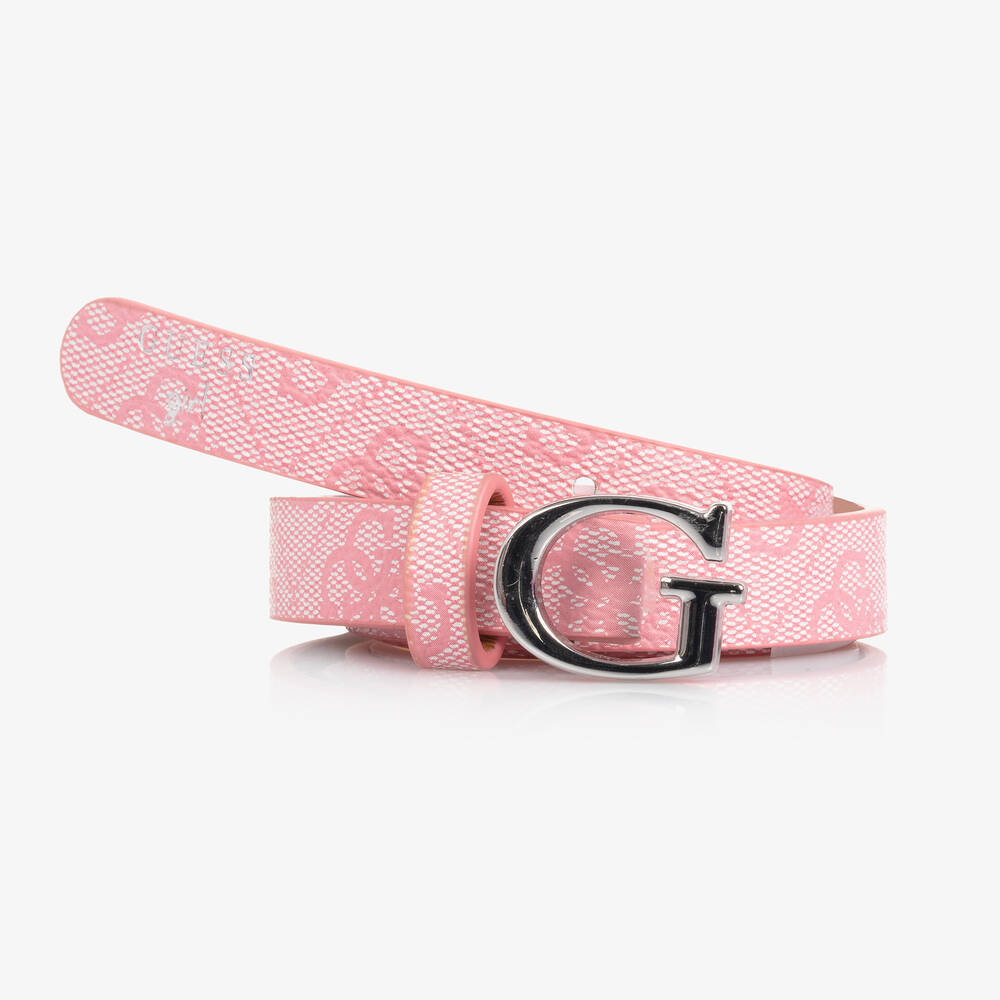 Guess - حزام جلد صناعي لون زهري للبنات | Childrensalon