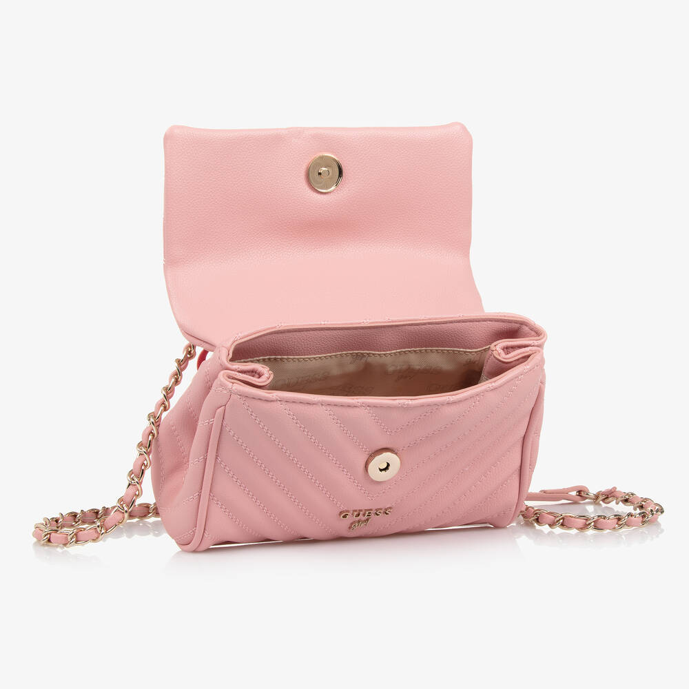 Girls Pink Faux Leather Charm Bag 19cm